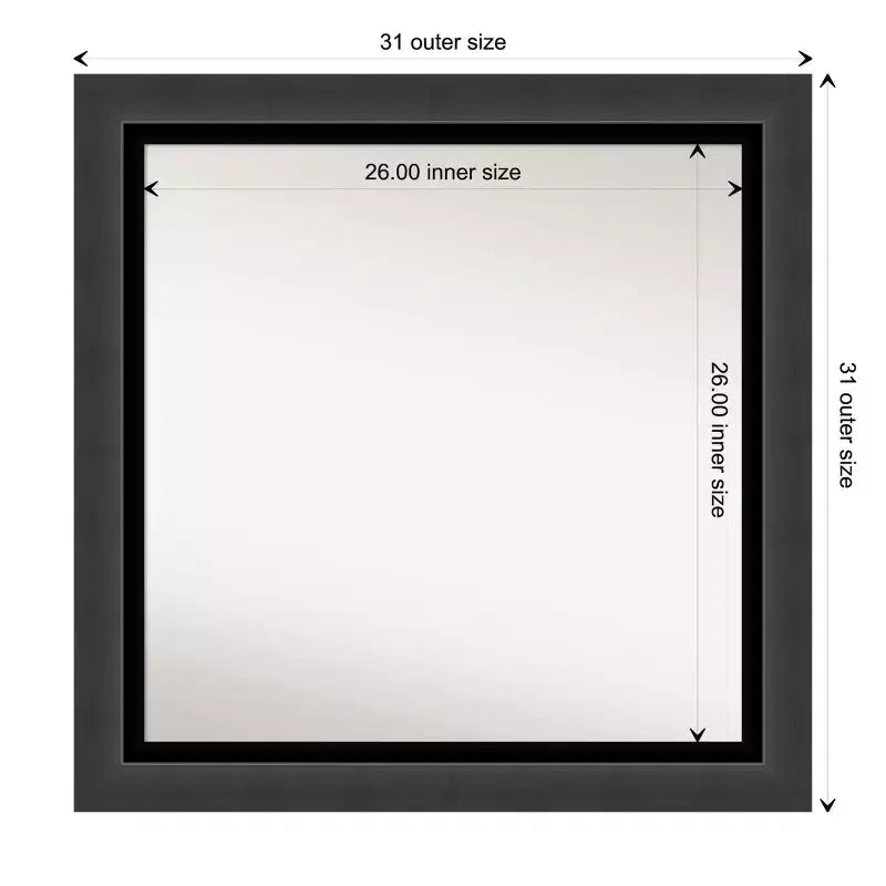 31"x31" Badezimmer-Wandspiegel ohne Facettenschliff: modernes quadratisches Design mit Polystyrolrahmen