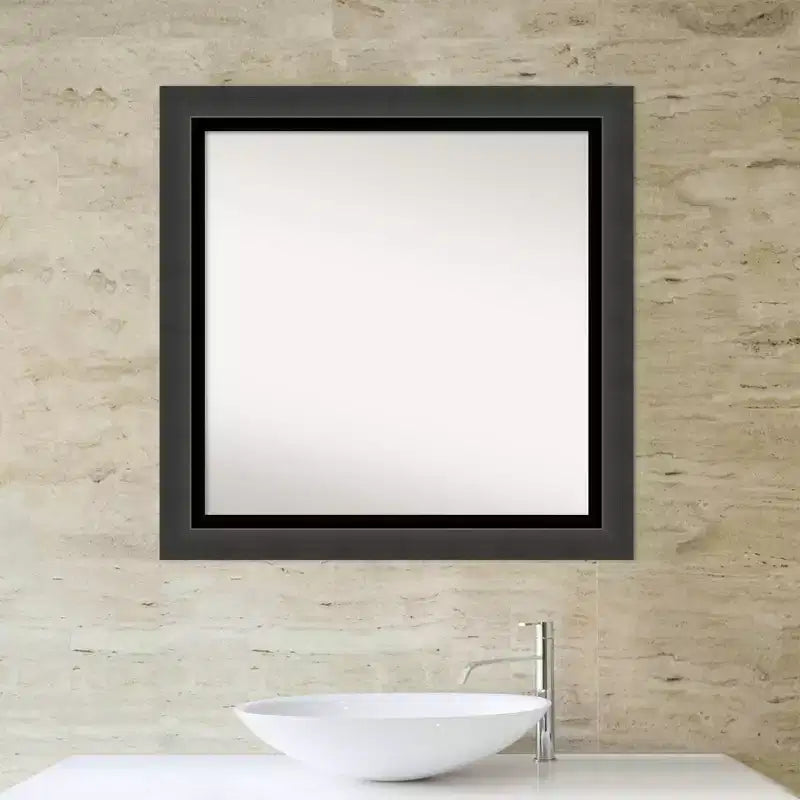 31"x31" Badezimmer-Wandspiegel ohne Facettenschliff: modernes quadratisches Design mit Polystyrolrahmen