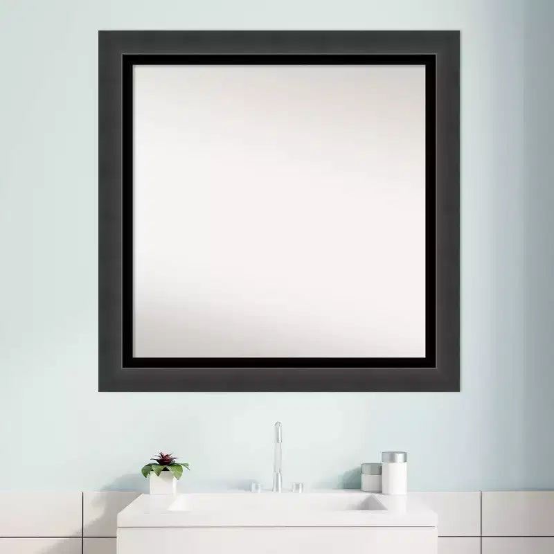 31"x31" Badezimmer-Wandspiegel ohne Facettenschliff: modernes quadratisches Design mit Polystyrolrahmen
