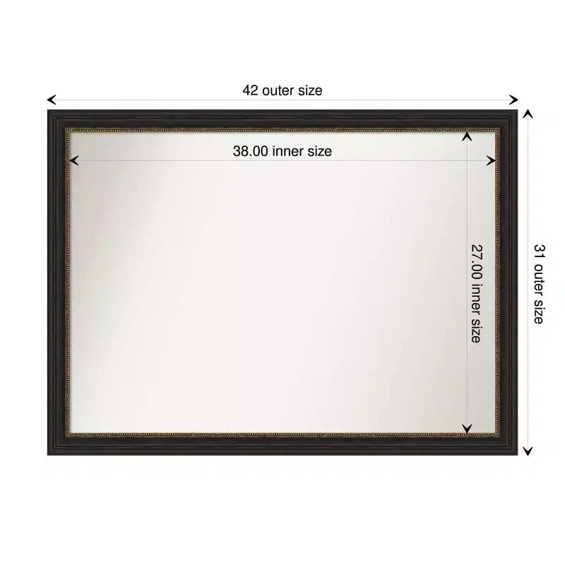 Miroir mural étroit décoratif sans biseau pour salle de bain, bronze : rectangulaire, cadre en polystyrène