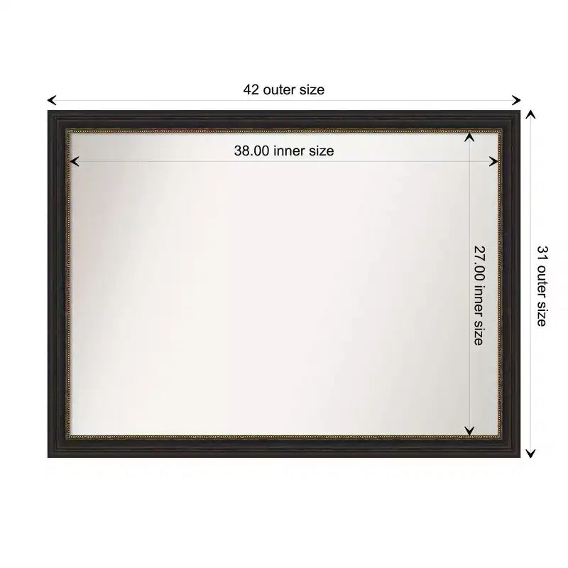 Miroir mural étroit décoratif sans biseau pour salle de bain, bronze : rectangulaire, cadre en polystyrène