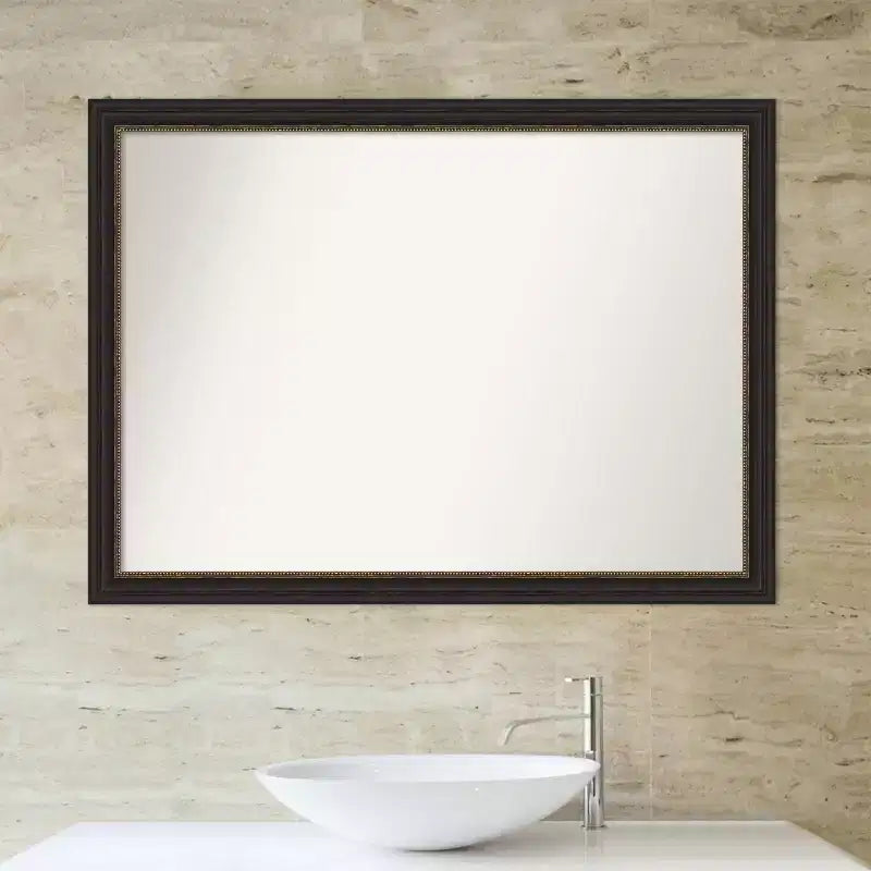 Miroir mural étroit décoratif sans biseau pour salle de bain, bronze : rectangulaire, cadre en polystyrène
