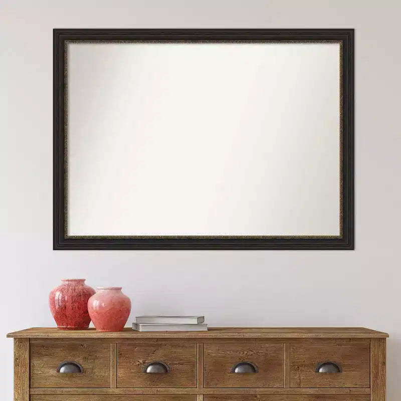 Miroir mural étroit décoratif sans biseau pour salle de bain, bronze : rectangulaire, cadre en polystyrène