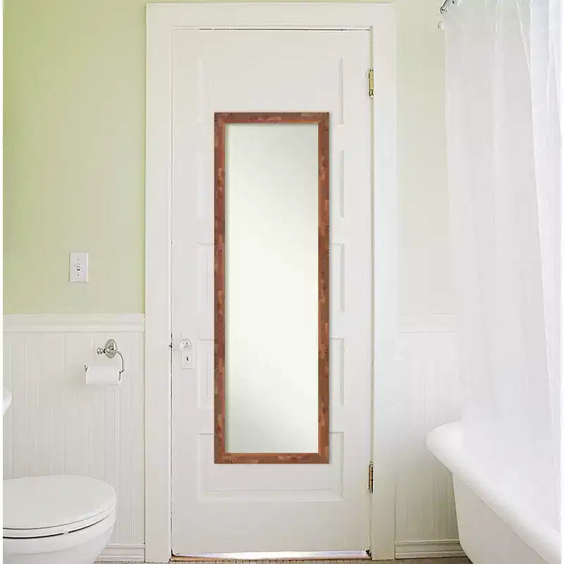 Miroir de porte en bois de couleur pacanier clair, sans biseau, 17" x 51"