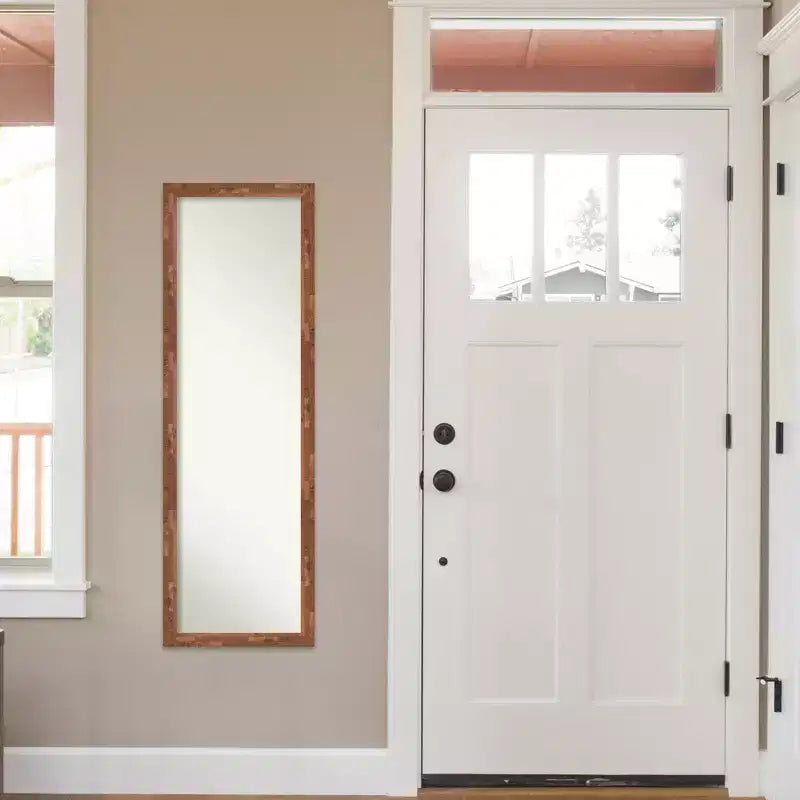 Miroir de porte en bois de couleur pacanier clair, sans biseau, 17" x 51"