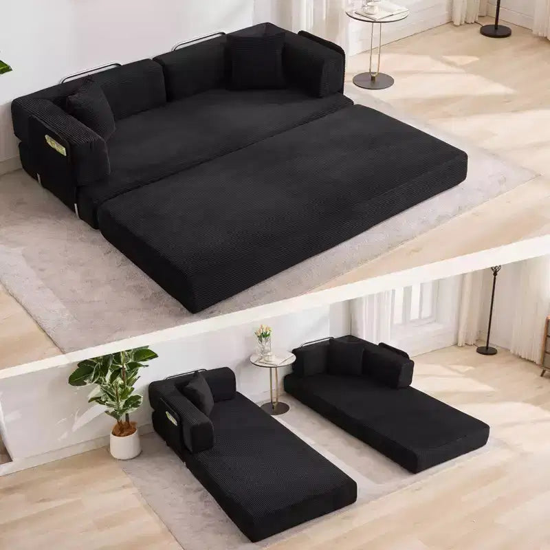 78.7 Übergroßer Chaiselongue-Sessel für Innenräume, übergroßes Sofa-Bett aus Cord ohne Gestell mit 2 Kissen, für Wohnzimmer und Schlafzimmer