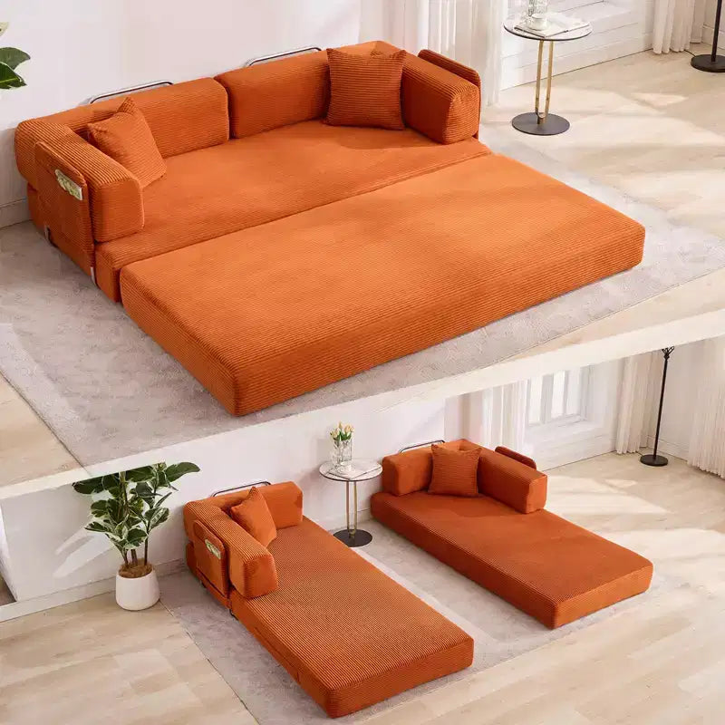 78.7 Übergroßer Chaiselongue-Sessel für Innenräume, übergroßes Sofa-Bett aus Cord ohne Gestell mit 2 Kissen, für Wohnzimmer und Schlafzimmer