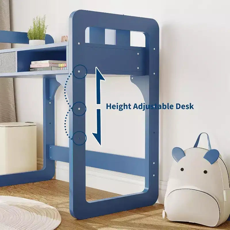 Juego de escritorio y silla infantil - Mesa de estudio de madera con cajón de tela, portalápices y taburete acolchado para dormitorio, sala de juegos y sala de estar