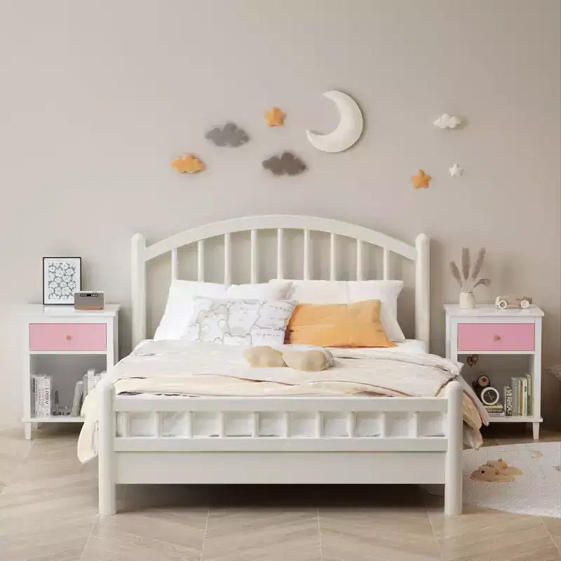 Table de chevet en bois de 26.77H avec tiroir et étagère ouverte, poignées en métal, pour enfants et adultes, chambres