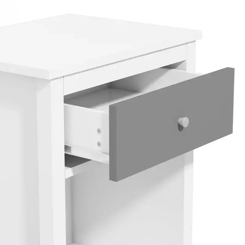 Mesita de noche de madera de 26.77H con cajón y estante abierto, mesa de noche con tiradores metálicos para niños, adultos y dormitorios