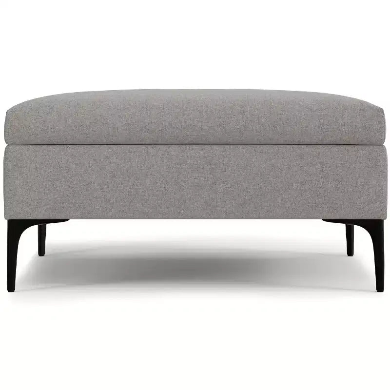 36 Zoll breiter, zeitgenössischer quadratischer Couchtisch mit Stauraum, Ottomane mit aufklappbarem Deckel, Polyester-Leinenbezug, Mid-Century-Stil