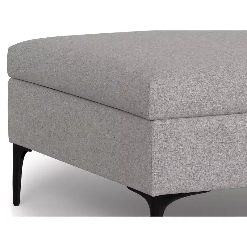 36 Zoll breiter, zeitgenössischer quadratischer Couchtisch mit Stauraum, Ottomane mit aufklappbarem Deckel, Polyester-Leinenbezug, Mid-Century-Stil