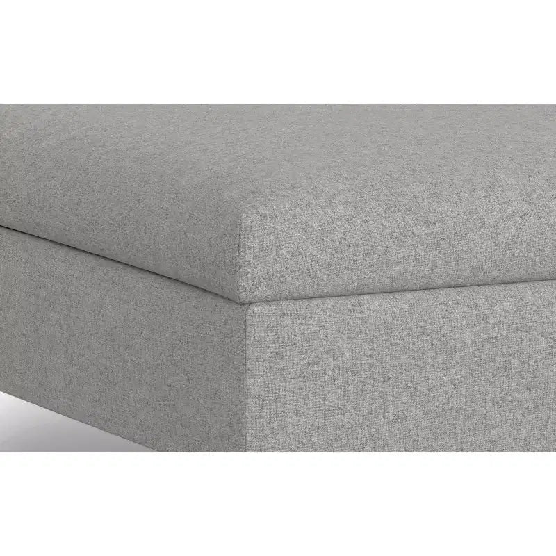 36 Zoll breiter, zeitgenössischer quadratischer Couchtisch mit Stauraum, Ottomane mit aufklappbarem Deckel, Polyester-Leinenbezug, Mid-Century-Stil
