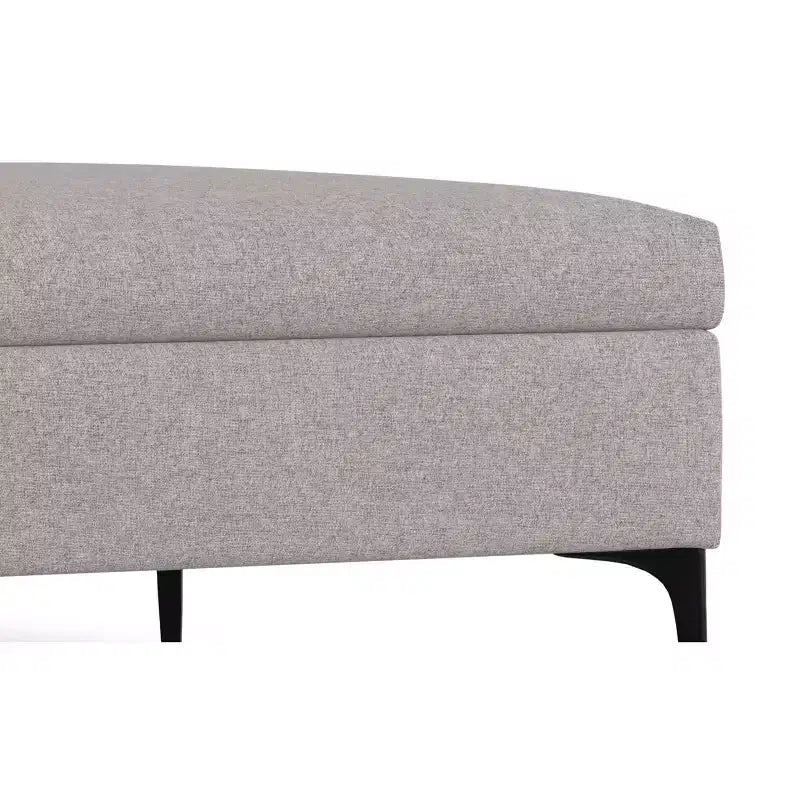 36 Zoll breiter, zeitgenössischer quadratischer Couchtisch mit Stauraum, Ottomane mit aufklappbarem Deckel, Polyester-Leinenbezug, Mid-Century-Stil
