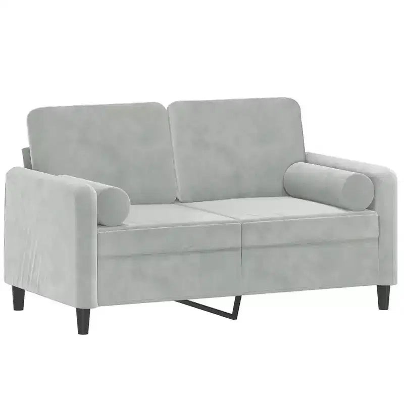 2-Sitzer-Sofa mit Zierkissen, Hellgrau, 47.2 Samt