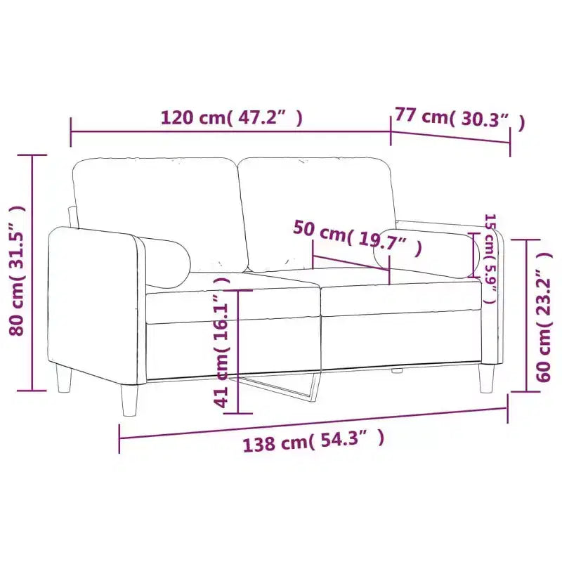 2-Sitzer-Sofa mit Zierkissen, Hellgrau, 47.2 Samt