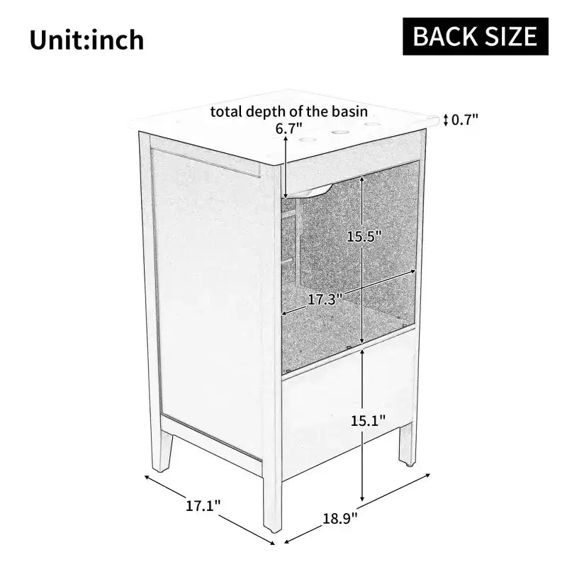 30-Zoll-Waschtisch-Kombination mit Waschbecken und Stauraum für kleine Badezimmer, Badezimmer-Bodenschrank aus Holz mit Schubladen und Tür, Schwarz
