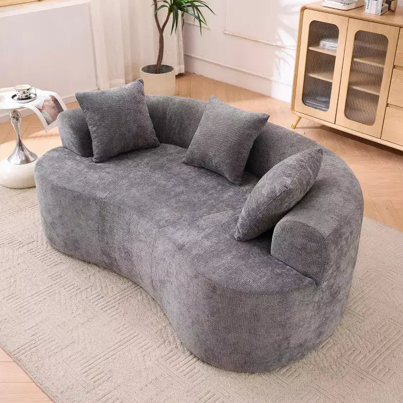 Modernes Sofa in Halbmondform mit Kissen, tiefes Chenille-Cloud-Sofa für Wohnzimmer oder Schlafzimmer, Apartment
