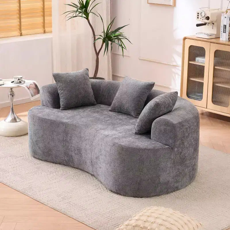 Modernes Sofa in Halbmondform mit Kissen, tiefes Chenille-Cloud-Sofa für Wohnzimmer oder Schlafzimmer, Apartment