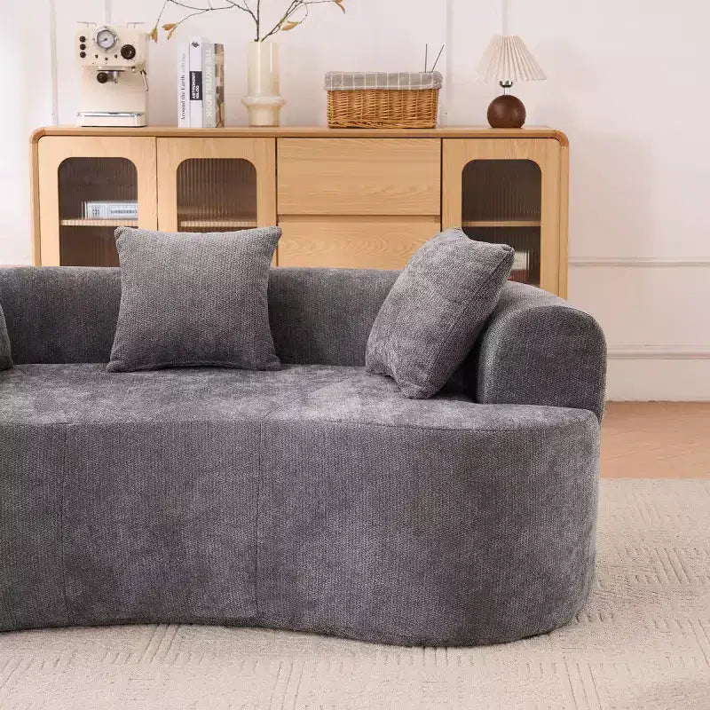 Modernes Sofa in Halbmondform mit Kissen, tiefes Chenille-Cloud-Sofa für Wohnzimmer oder Schlafzimmer, Apartment