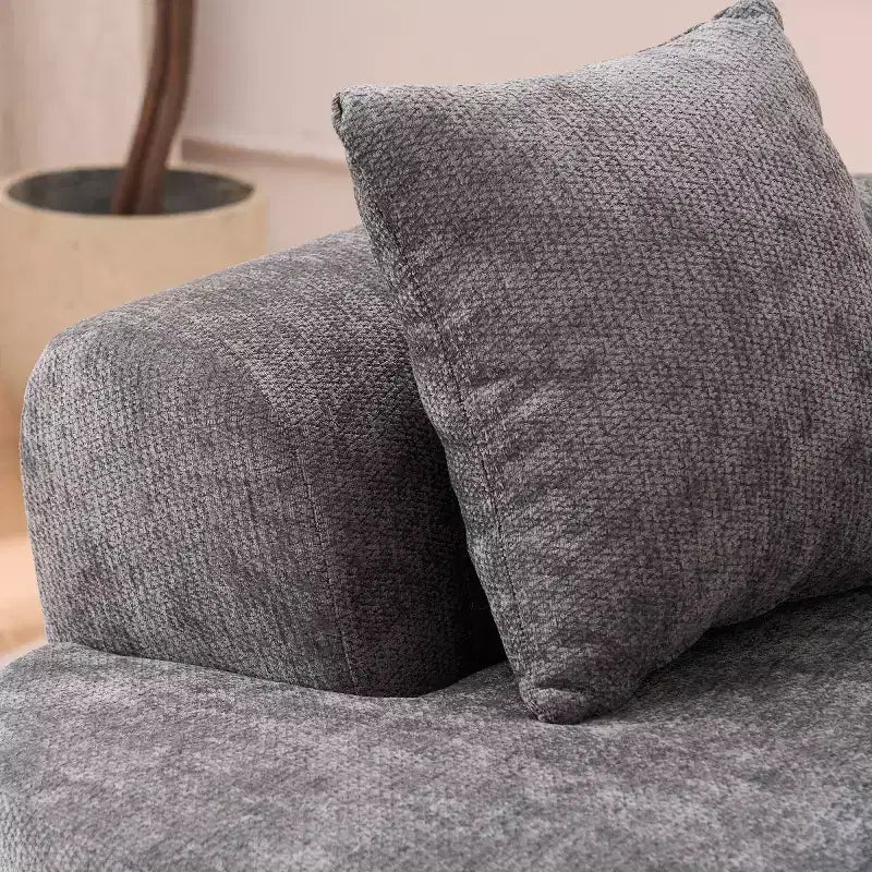 Modernes Sofa in Halbmondform mit Kissen, tiefes Chenille-Cloud-Sofa für Wohnzimmer oder Schlafzimmer, Apartment