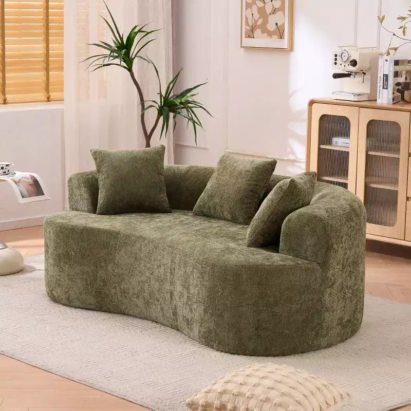 Modernes Sofa in Halbmondform mit Kissen, tiefes Chenille-Cloud-Sofa für Wohnzimmer oder Schlafzimmer, Apartment