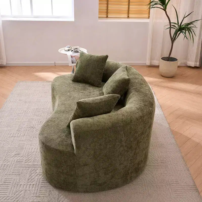 Modernes Sofa in Halbmondform mit Kissen, tiefes Chenille-Cloud-Sofa für Wohnzimmer oder Schlafzimmer, Apartment