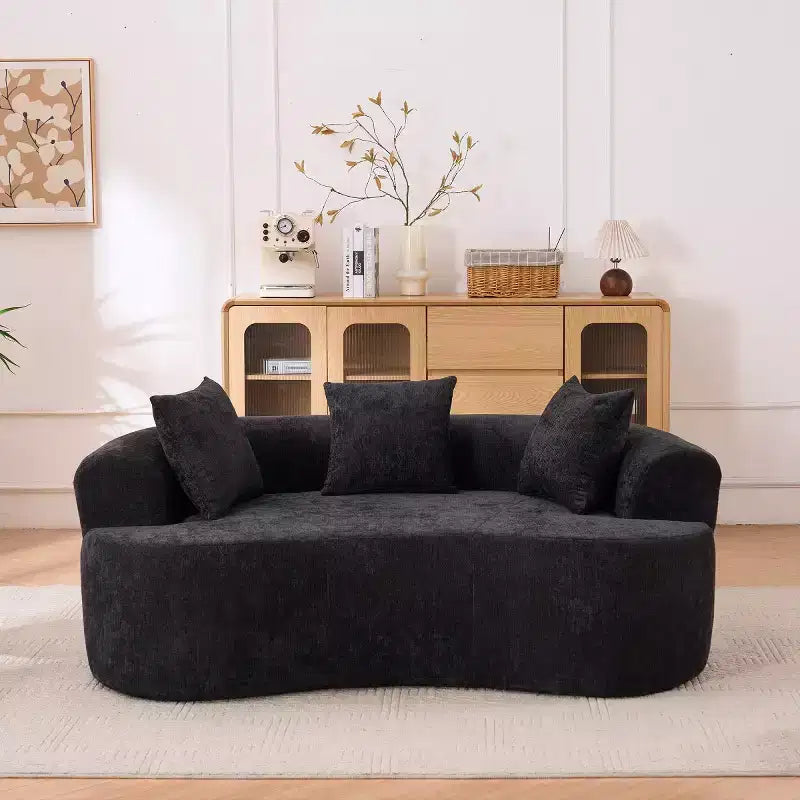 Modernes Sofa in Halbmondform mit Kissen, tiefes Chenille-Cloud-Sofa für Wohnzimmer oder Schlafzimmer, Apartment