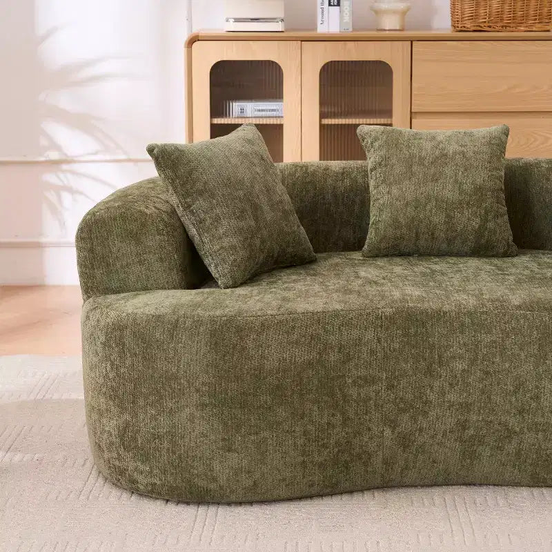 Modernes Sofa in Halbmondform mit Kissen, tiefes Chenille-Cloud-Sofa für Wohnzimmer oder Schlafzimmer, Apartment