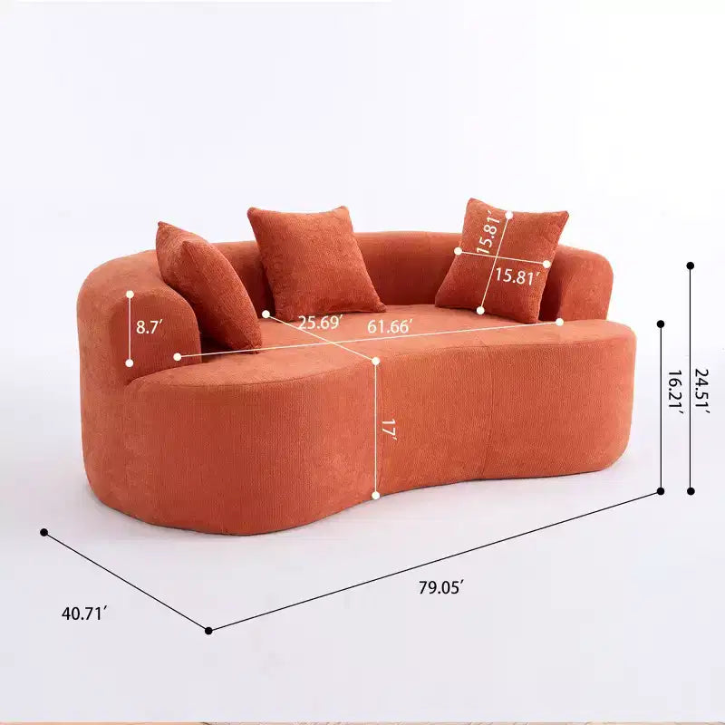 Modernes Sofa in Halbmondform mit Kissen, tiefes Chenille-Cloud-Sofa für Wohnzimmer oder Schlafzimmer, Apartment
