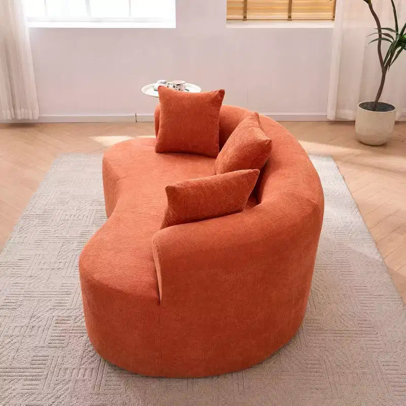 Modernes Sofa in Halbmondform mit Kissen, tiefes Chenille-Cloud-Sofa für Wohnzimmer oder Schlafzimmer, Apartment