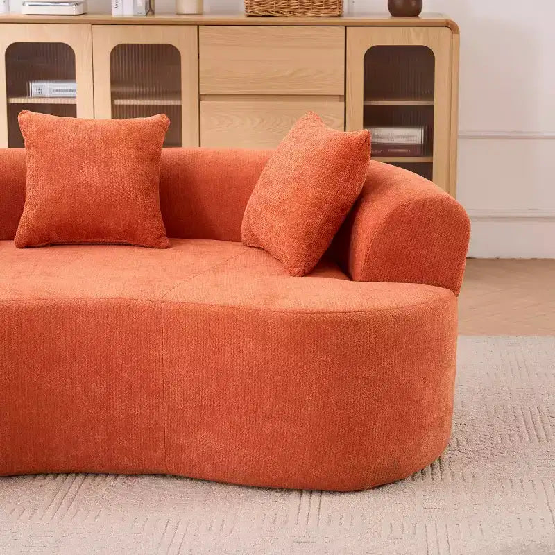 Modernes Sofa in Halbmondform mit Kissen, tiefes Chenille-Cloud-Sofa für Wohnzimmer oder Schlafzimmer, Apartment