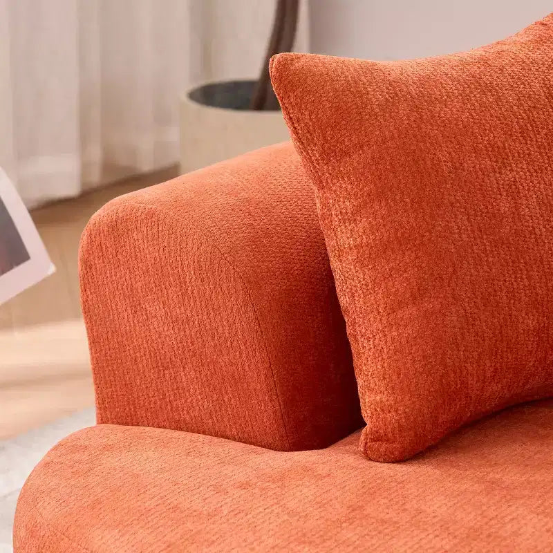 Modernes Sofa in Halbmondform mit Kissen, tiefes Chenille-Cloud-Sofa für Wohnzimmer oder Schlafzimmer, Apartment