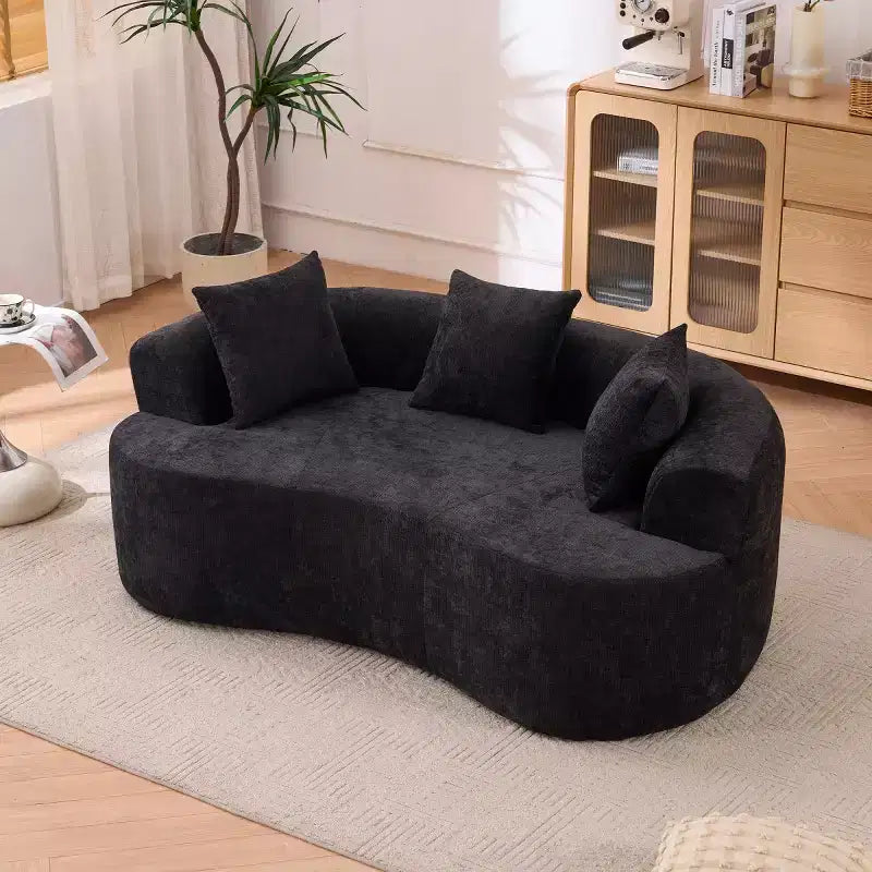 Modernes Sofa in Halbmondform mit Kissen, tiefes Chenille-Cloud-Sofa für Wohnzimmer oder Schlafzimmer, Apartment