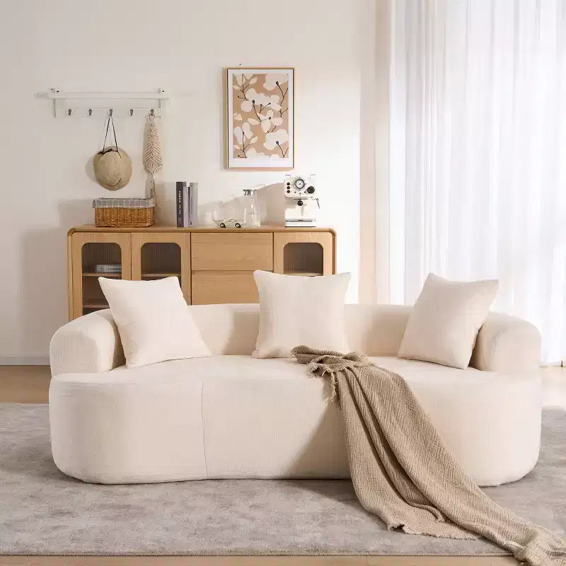 Modernes Sofa in Halbmondform mit Kissen, tiefes Chenille-Cloud-Sofa für Wohnzimmer oder Schlafzimmer, Apartment