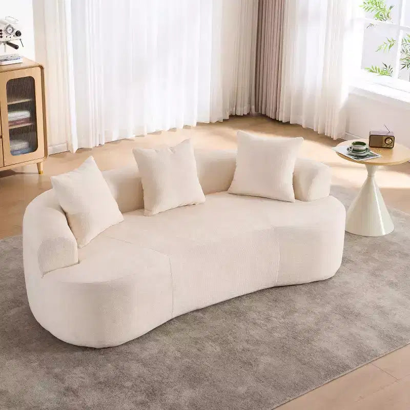 Modernes Sofa in Halbmondform mit Kissen, tiefes Chenille-Cloud-Sofa für Wohnzimmer oder Schlafzimmer, Apartment
