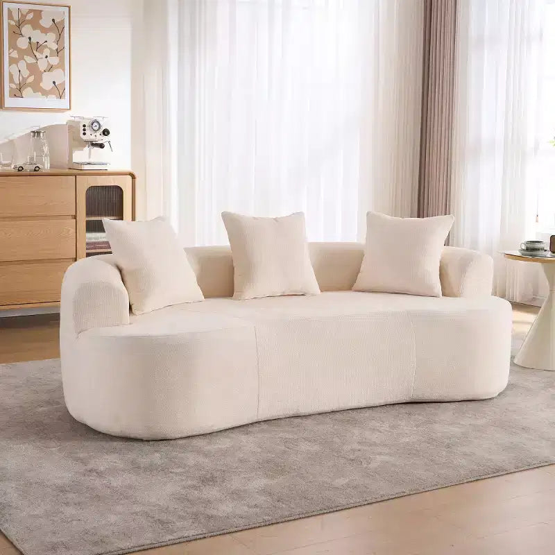Modernes Sofa in Halbmondform mit Kissen, tiefes Chenille-Cloud-Sofa für Wohnzimmer oder Schlafzimmer, Apartment