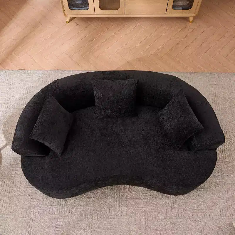 Modernes Sofa in Halbmondform mit Kissen, tiefes Chenille-Cloud-Sofa für Wohnzimmer oder Schlafzimmer, Apartment