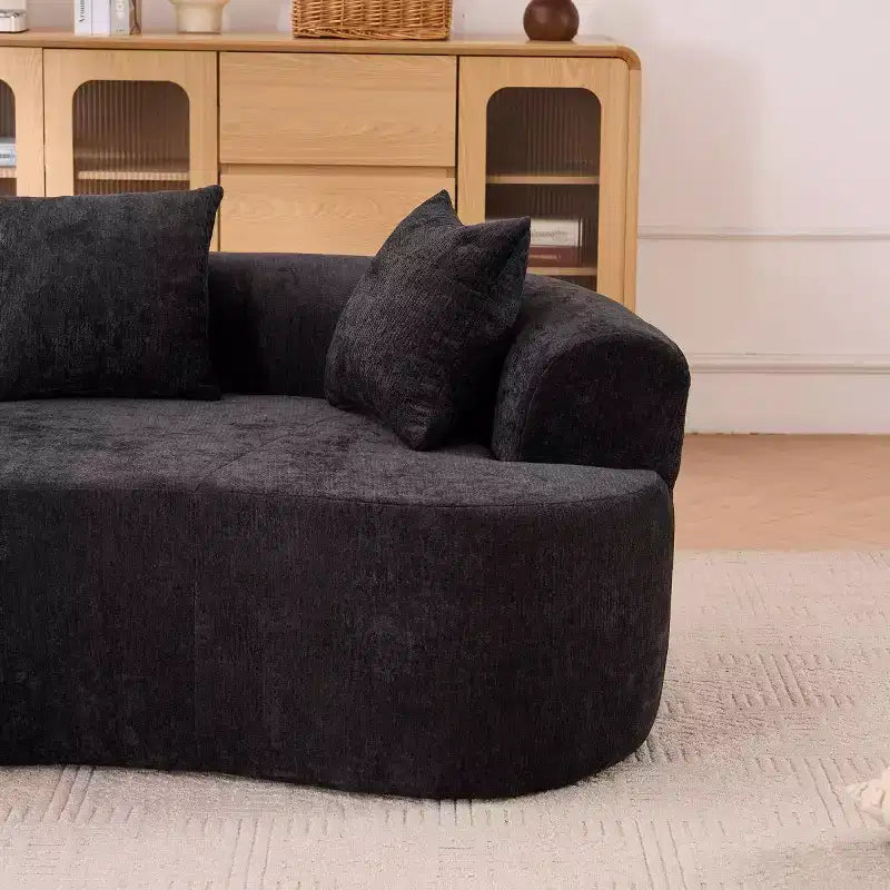 Modernes Sofa in Halbmondform mit Kissen, tiefes Chenille-Cloud-Sofa für Wohnzimmer oder Schlafzimmer, Apartment