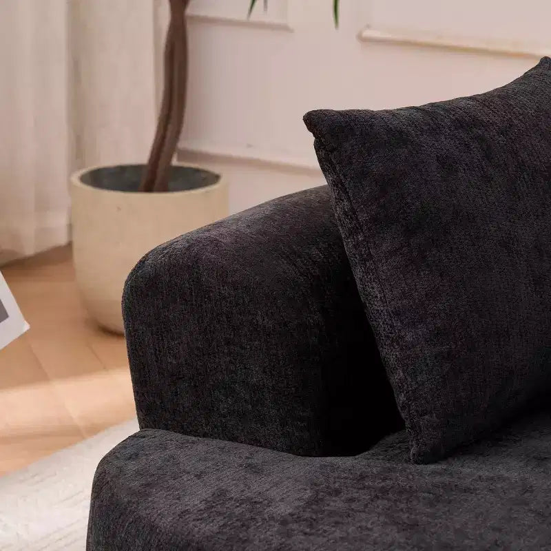 Modernes Sofa in Halbmondform mit Kissen, tiefes Chenille-Cloud-Sofa für Wohnzimmer oder Schlafzimmer, Apartment