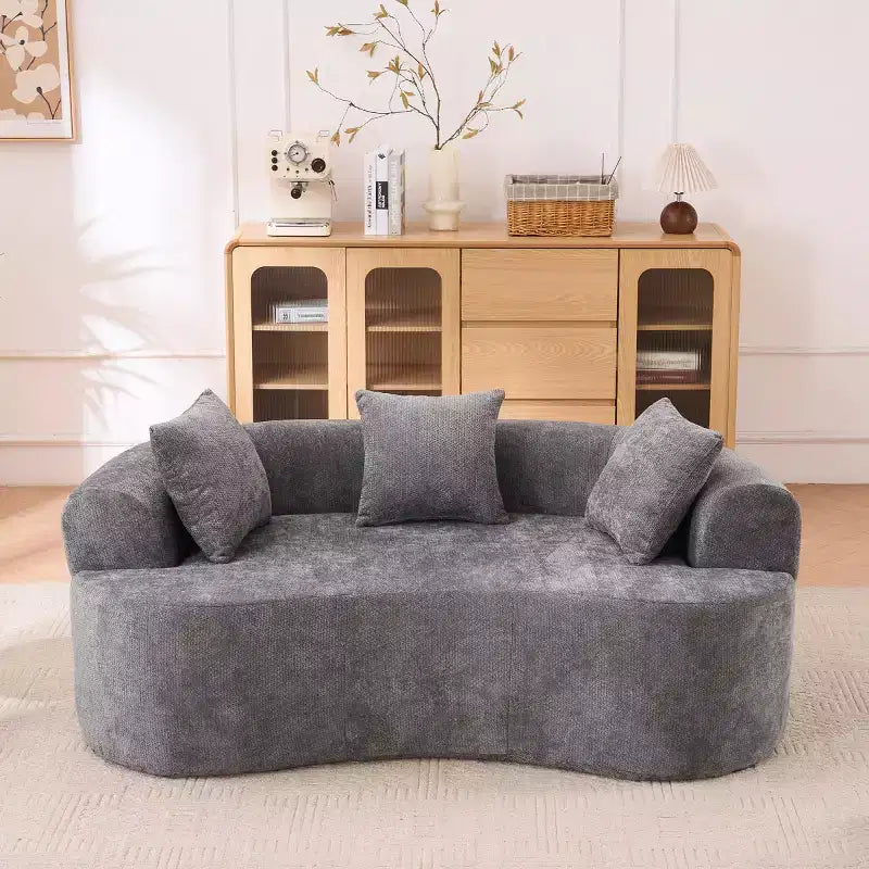 Modernes Sofa in Halbmondform mit Kissen, tiefes Chenille-Cloud-Sofa für Wohnzimmer oder Schlafzimmer, Apartment