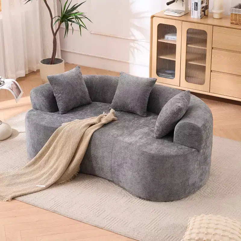 Modernes Sofa in Halbmondform mit Kissen, tiefes Chenille-Cloud-Sofa für Wohnzimmer oder Schlafzimmer, Apartment