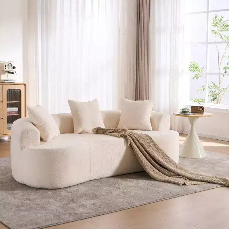 Modernes Sofa in Halbmondform mit Kissen, tiefes Chenille-Cloud-Sofa für Wohnzimmer oder Schlafzimmer, Apartment