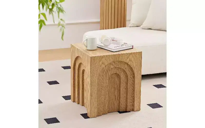 Moderner quadratischer Beistelltisch, Beistelltisch aus MDF in Massivholzoptik, kleiner Akzent-Couchtisch fürs Wohnzimmer, Nachttisch fürs Schlafzimmer