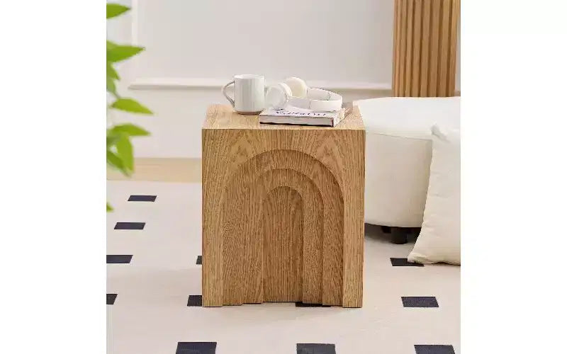 Moderner quadratischer Beistelltisch, Beistelltisch aus MDF in Massivholzoptik, kleiner Akzent-Couchtisch fürs Wohnzimmer, Nachttisch fürs Schlafzimmer