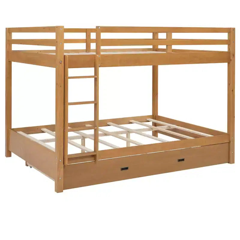 Litera de madera tamaño queen con cama nido para habitación infantil y apartamento