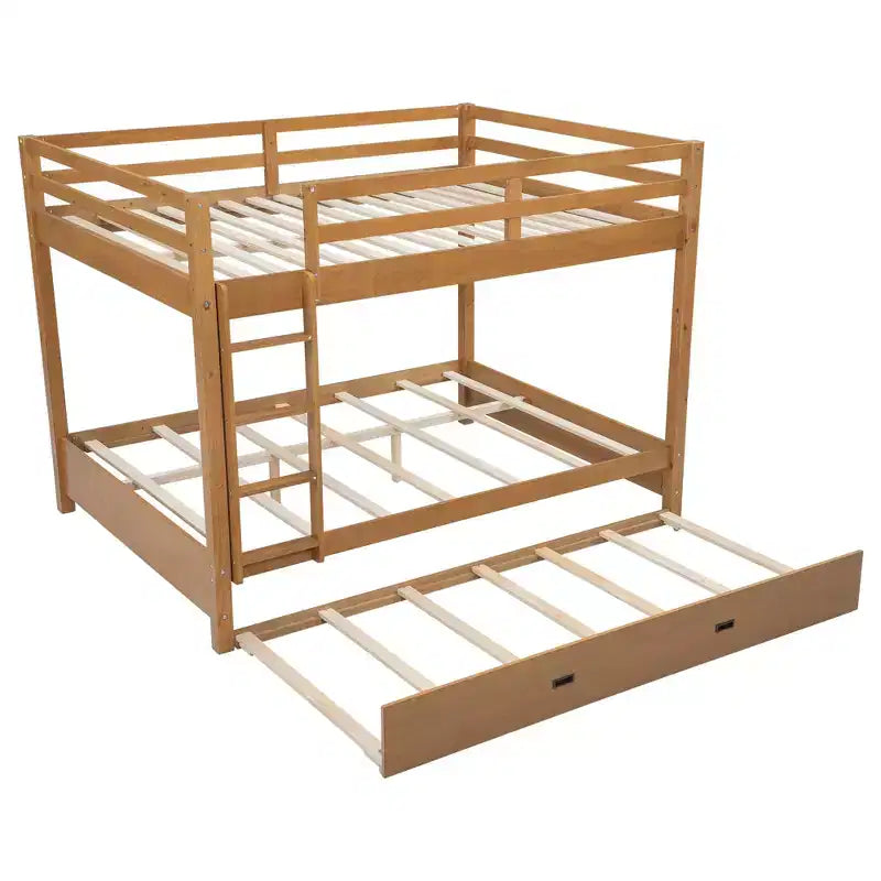 Litera de madera tamaño queen con cama nido para habitación infantil y apartamento