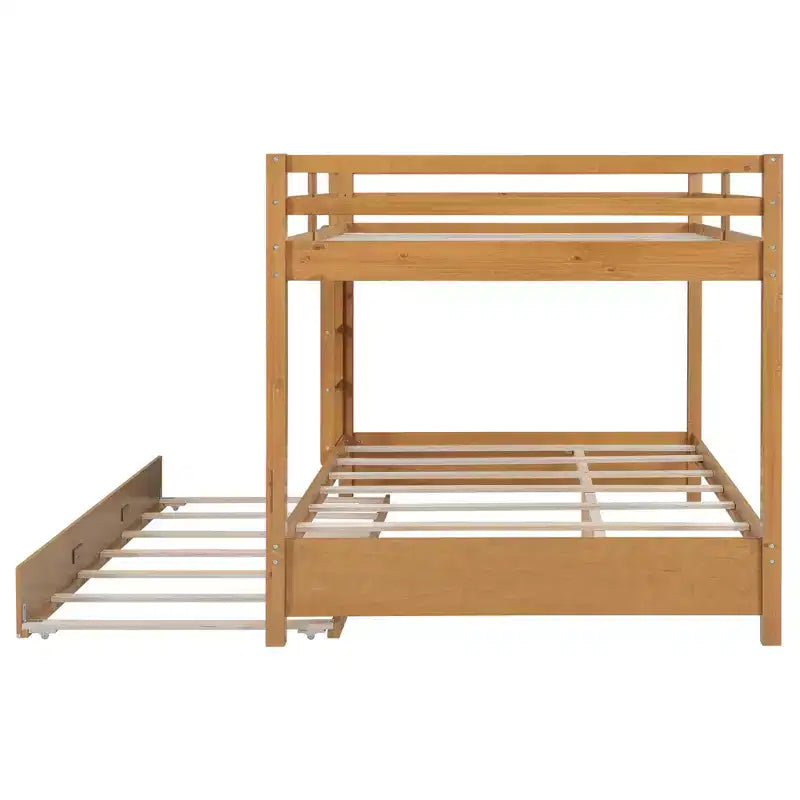 Litera de madera tamaño queen con cama nido para habitación infantil y apartamento