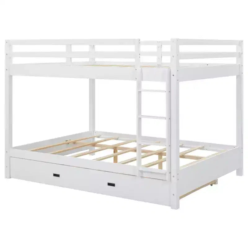 Litera de madera tamaño queen con cama nido para habitación infantil y apartamento