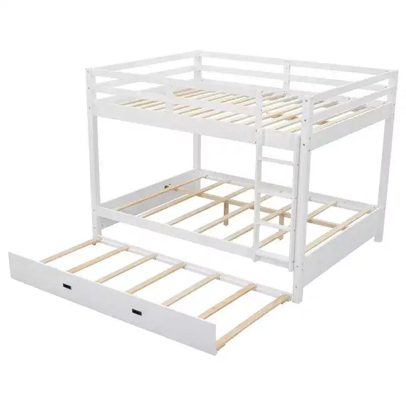 Litera de madera tamaño queen con cama nido para habitación infantil y apartamento